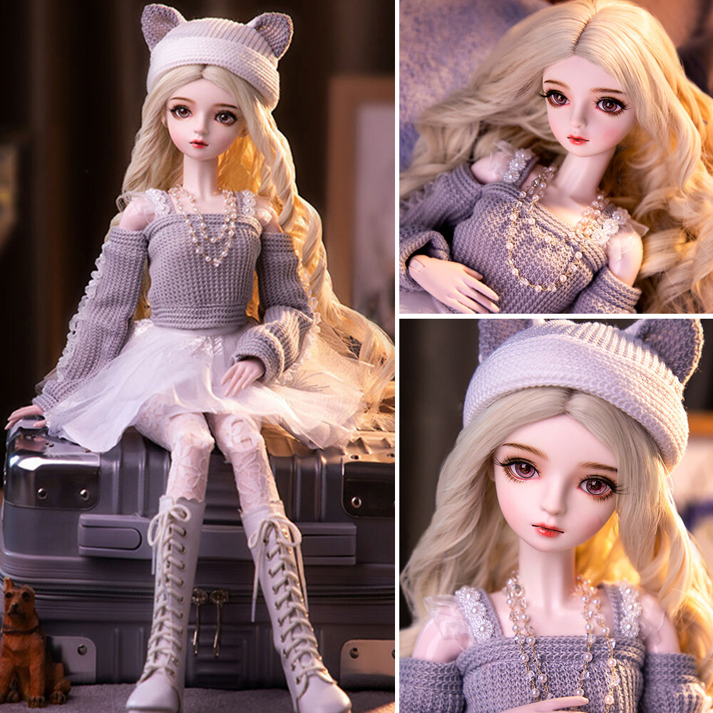 1/3 BJD Doll Fashion Girl Doll Toy with Full Outfits Shoes Wigs