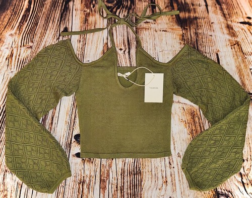 TULAROSA || Genet Pointelle Neckholder Strick Top in Salbeigrün - Gr. XS ⭐️Neu mit Etikett⭐️ - Bild 2 von 8