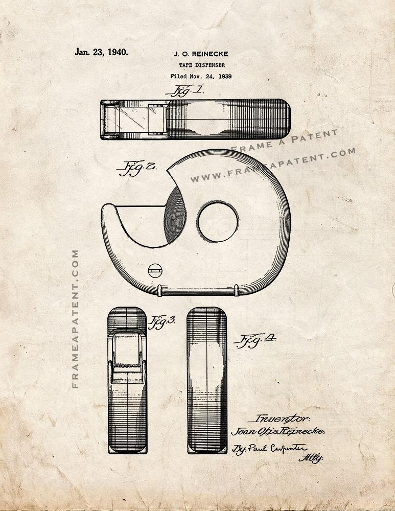 Tape Dispenser Patent Print Old Look