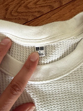 Uniqlo Mens White Waffle-Knit Crew Neck Long ...