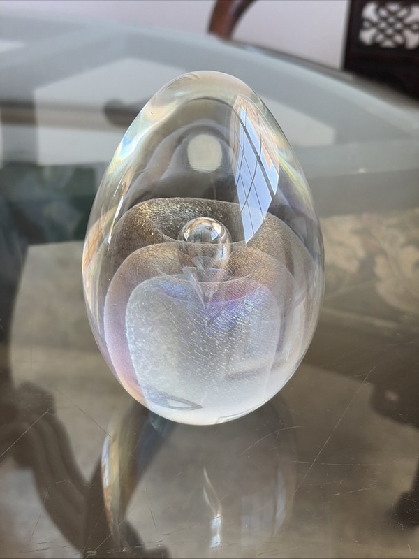Orient And Flume Iridescent Art Glass Paperweight Signed,  #, & Label (245ME)