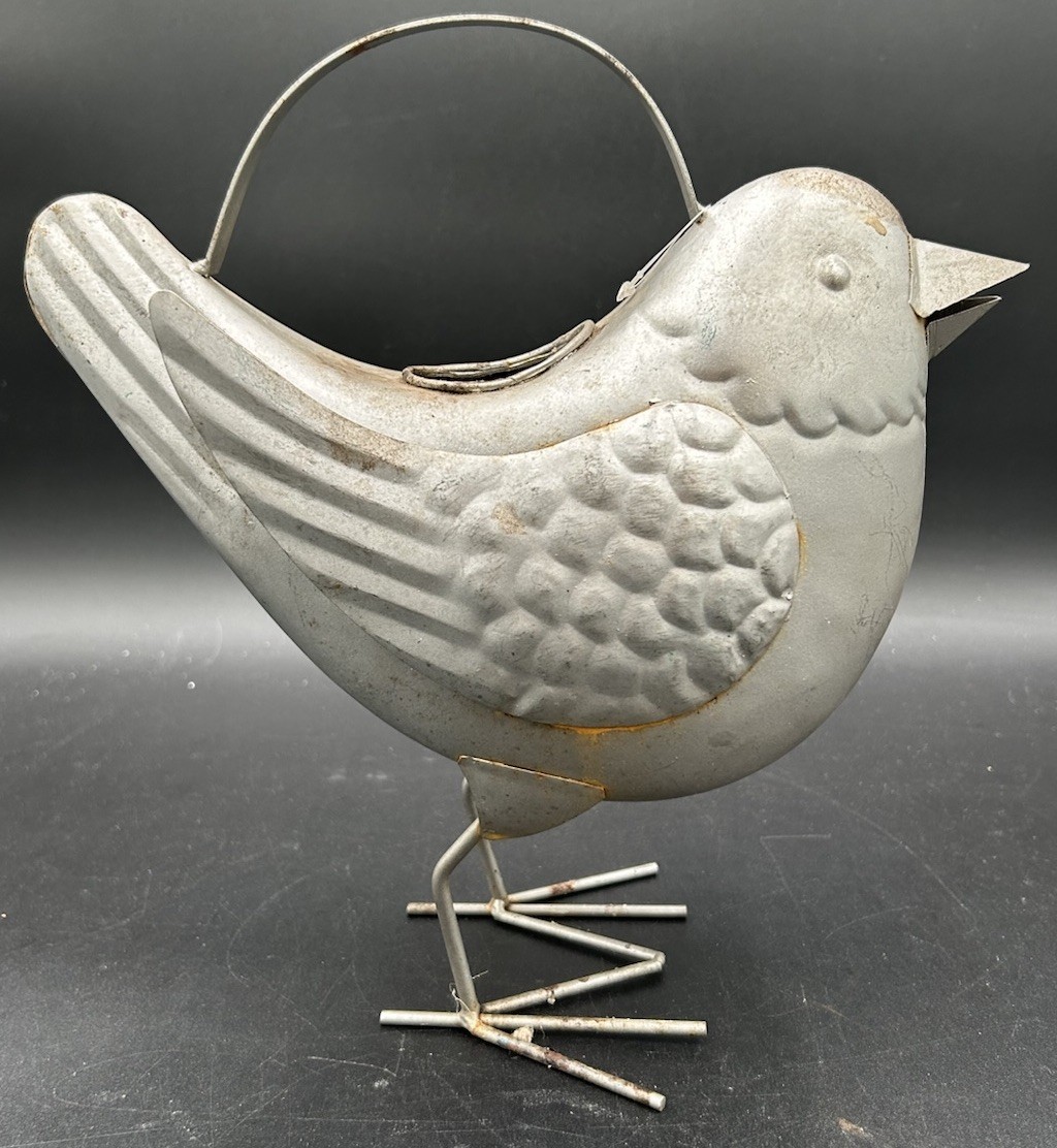 Metal Bird Watering Can Rustic Garden Charming Unique Decor Good Condition