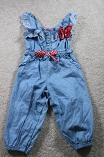 Nouvette Baby Girls Romper 12 Months Denim Butterfly Lace Ruffle Heart Buttons