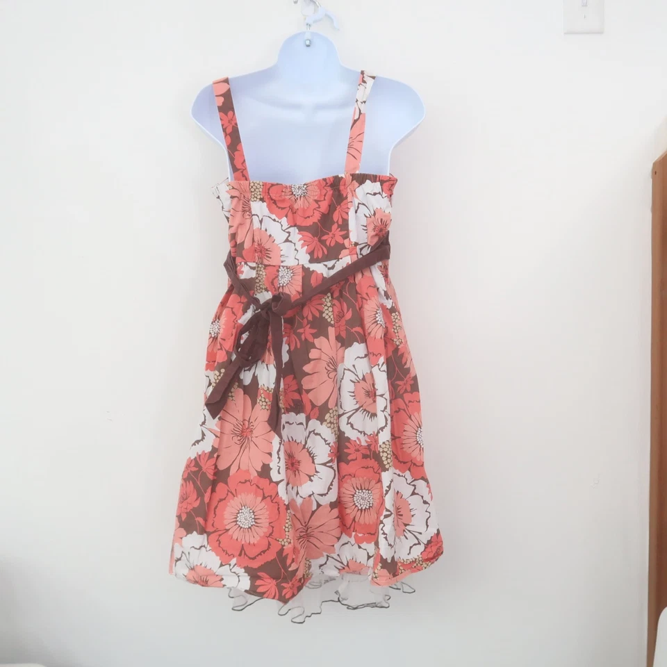 Byer B Wear Y2K Floral Sun Dress Size 11 Pink Babydoll A Line Mod Cotton Mini - Image 2 of 4