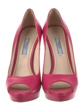Prada Pink Peep Toe Platform Heels 36.5 Leather Stiletto Made in Italy