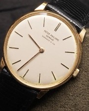 Patek Philippe 1960s Calatrava 2573 18K Gold Watch Black Leather Strap - Tiffany
