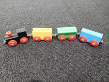 Vintage Wooden Magnetic Trains Lot of 4 BRIO Compatible Railway Cars