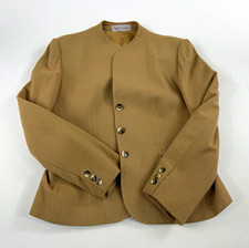 Evan-Picone Women's Tan 3-Button Lined Twill Blazer Jacket Pockets Classic Fit