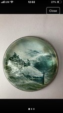 Antique Glass Domed Paperweight Round Ships Nautical Scene