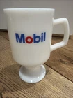 Vintage 5.25” Mobil Oil Milk Glass Coffee Mug Cup