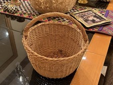 Vintage Hand Woven FRENCH MARKET  Rustic Braided  Willow Basket 