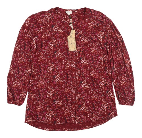 Fat Face Women's Red Floral 3/4 Sleeve Tunic Blouse Size 8