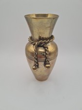 Vintage Mosiężny wazon 13cm Kształt amforowy Wazon dekoracyjny Naczynie Patyna Retro Dekoracja kolekcjonerska