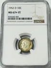 1952 D Roosevelt Silver Dime NGC MS67+ FT Toned (NGC Pop 26-Only 17 Higher)