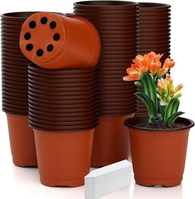 100-Pack 4 Inch, Plastic Plant Nursery Pots Seed Starting, Pots