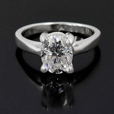 Certified White Diamond 3.50Cts. Oval Shape Ring In 925 Silver - Tariffs Free