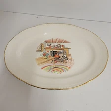 Homer Laughlin Oval Platter Colonial Kitchen VTG 1940's Gold Rim 11.75"x9.5"