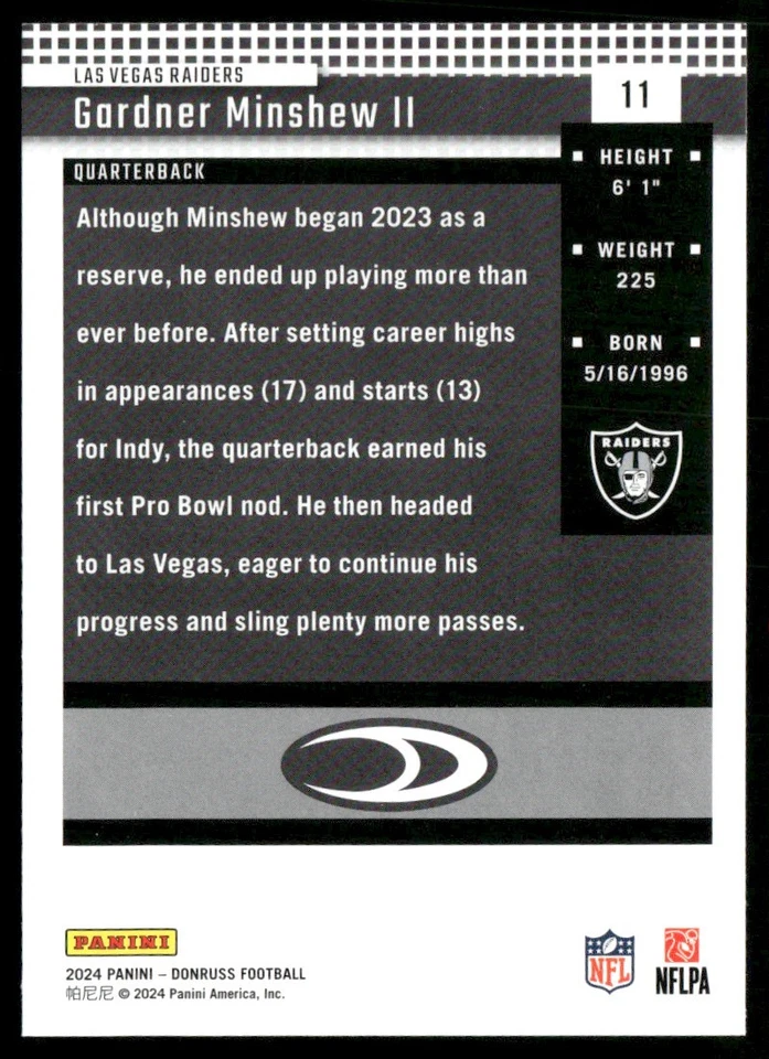 2024 CLEARLY DONRUSS DJ MOORE CHICAGO BEARS #11 - Image 2 of 2