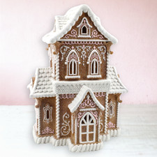 14" Gingerbread Victorian House With LED Christmas Decor