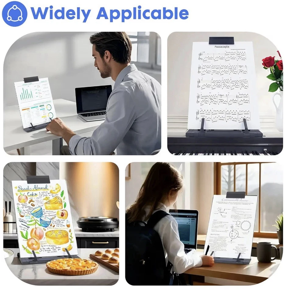 Desktop Document Holder Stand Metal Adjustable 7 Positions Office Reading - Image 2 of 4