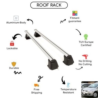Bare Roof Rack Cross Bars Set for Mitsubishi Grandis Minivan 2004 -  Up
