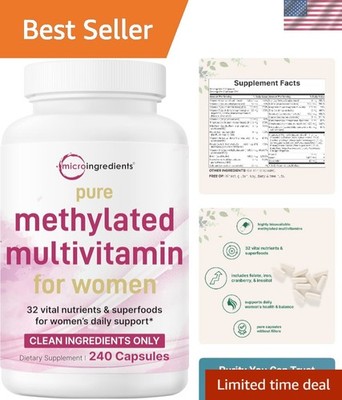 Pure Methylated Multivitamin for Women, 240 Capsules | 32-in-1 Formula with V...