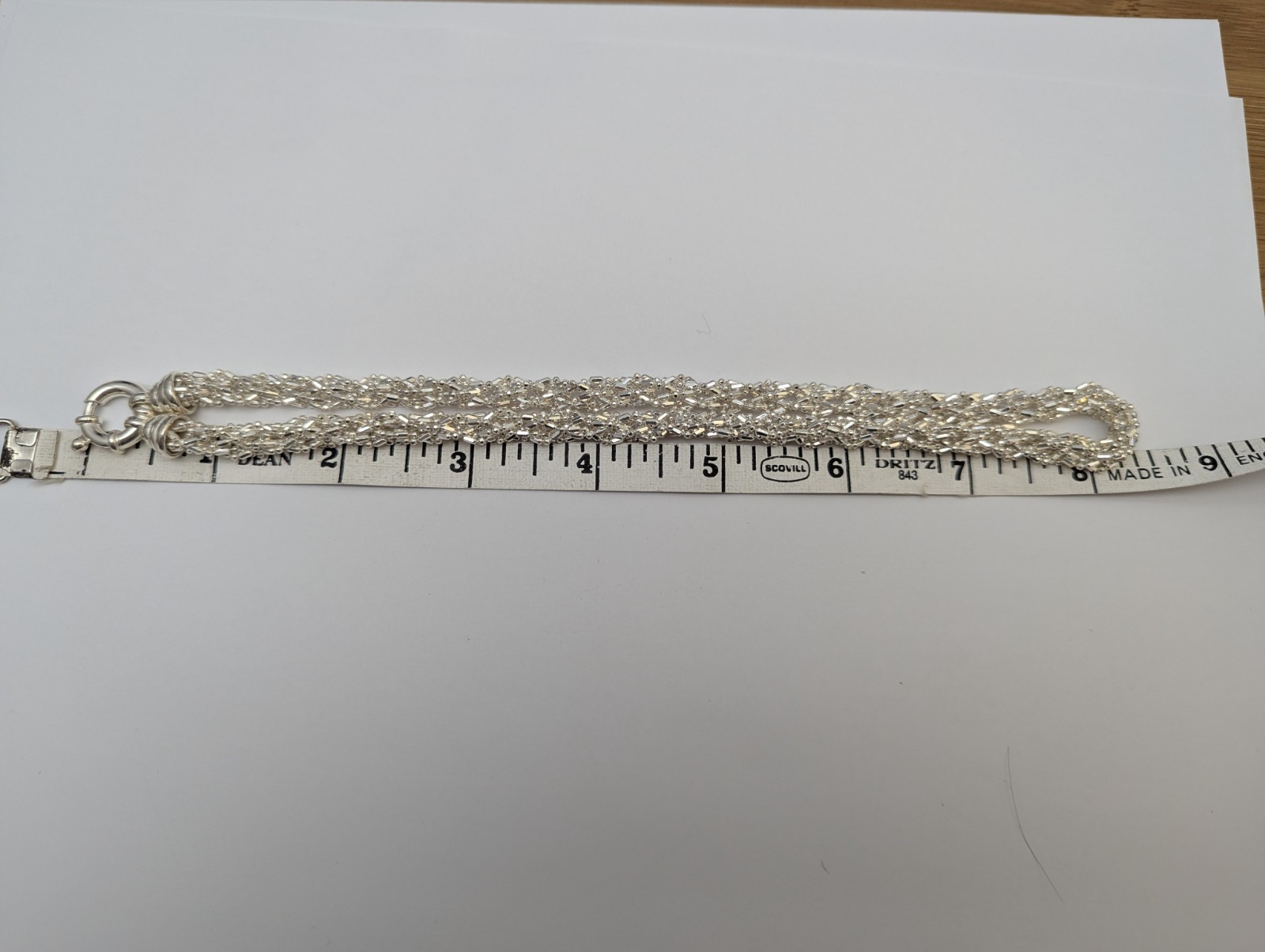 Solid Sterling Silver Beaded Braided Chain 16 3/4… - image 14