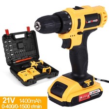 Set trapano avvitatore led 21V in valigetta con caricabatterie e batterie e accessori