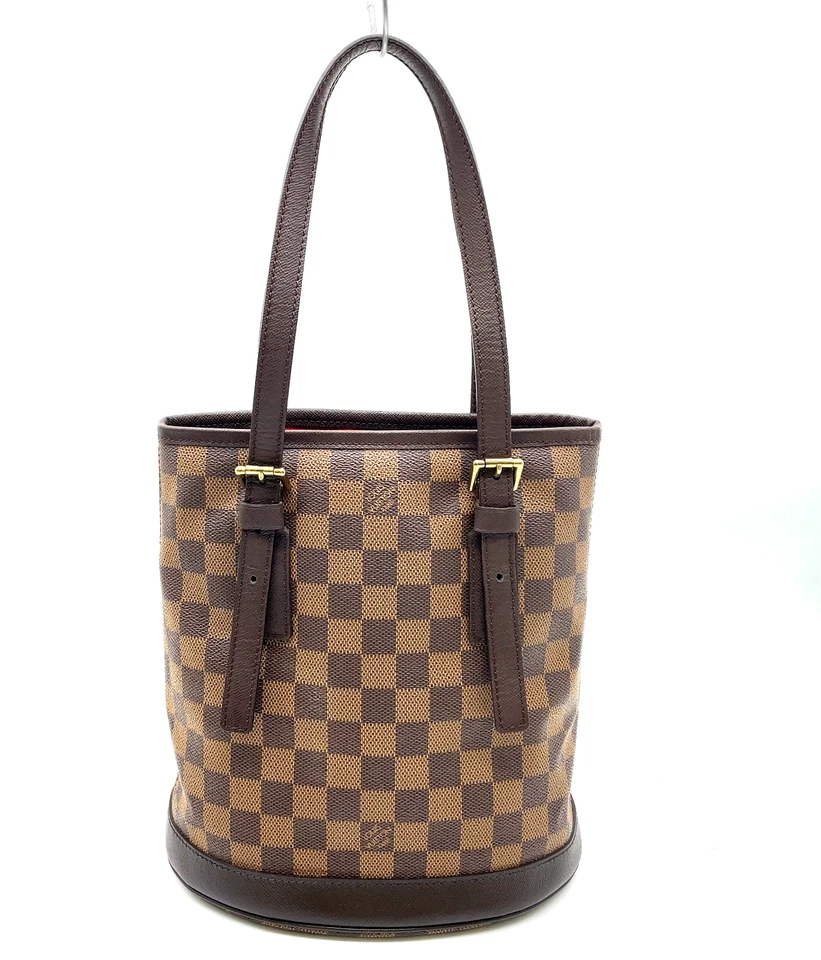 Auth Louis Vuitton Damier Ebene Marais Bucket N42240 Tote Bag W/Pouch/B SK060084 - Image 3 of 4