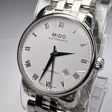 Reloj Mido Baroncelli 38 mm acero automático fecha esfera blanca M8600 con caja
