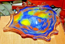 Modern Art Glass Bowl Large Multi Color Seashell Design Glass Art Bowl Seashell