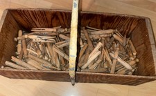 Lot of 188 Vintage Wooden Clothes Pins Mixed Springs Round Heads