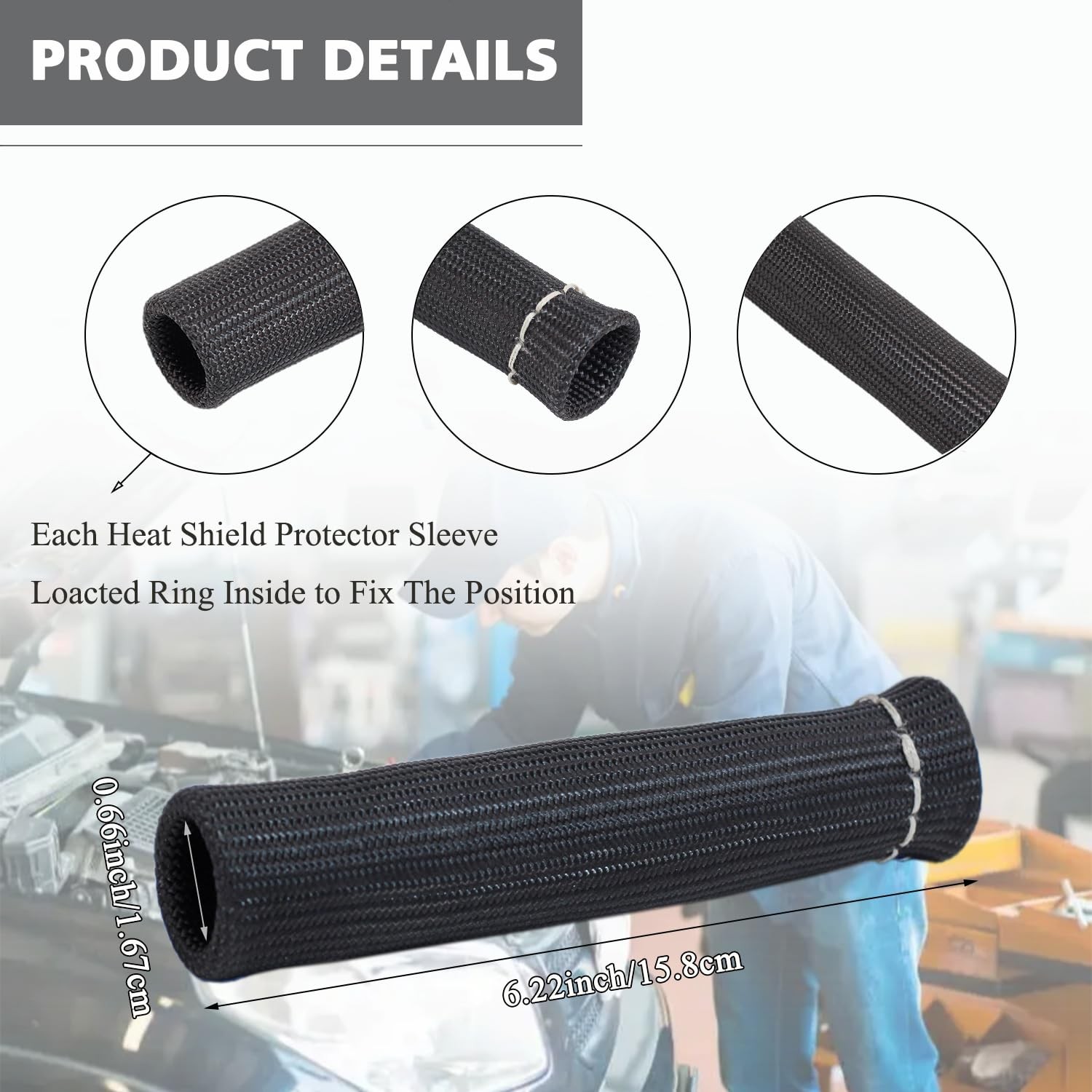 8Pcs Spark Plug Wire Boots Heat Shield Sleeve for SBC BBC 350 454, Black