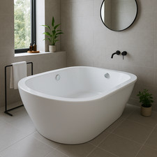Luxus Freistehende Badewanne 190×90×60 cm – Oval, Modernes Design, Acryl Weiß
