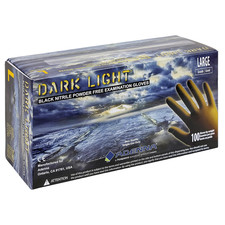 Dark Light 9 Mil Nitrile Powder Free Exam Gloves (Black), Large - Box of 100 (DL