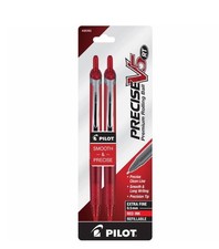Pilot Precise V5 Retractable Rolling Ball Pens, Red Ink, 2 Pack