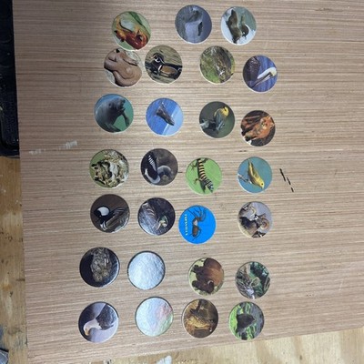 POG Vintage Lot of 27 Mixed Pogs Various Animals Insects Birds 
