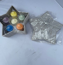 Partylite "PLATINUM STAR" Votive Candles  Holder in Gift Box  HB2102 - NIB