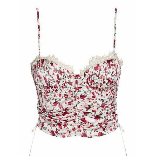 LOVE & LEMONS Victorias Secret Melrose BUSTIER Bra Corset Silk Lace Ruched Cami