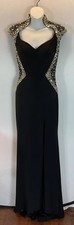 VTG Mac Duggal Black Rhinestone beaded formal maxi Gown Size 4 slinky