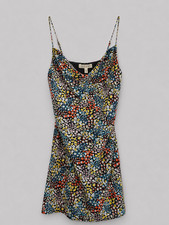 ROWA Y2K Multicolor Summer Mini Dress Spaghetti Strap Floral Flounce Size S 