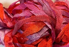 Discontinued Prism Charmeuse Hand Dyed Knitting Ribbon Rio Fantasy