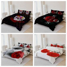 3D Flowers Leaves Skull Letter Red Quilt Cover Duvet Cover Comforter set