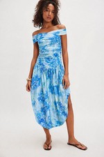 FREE PEOPLE Raylon Midi Dress - size LARGE - Blue Combo - BNWT - RRP £158