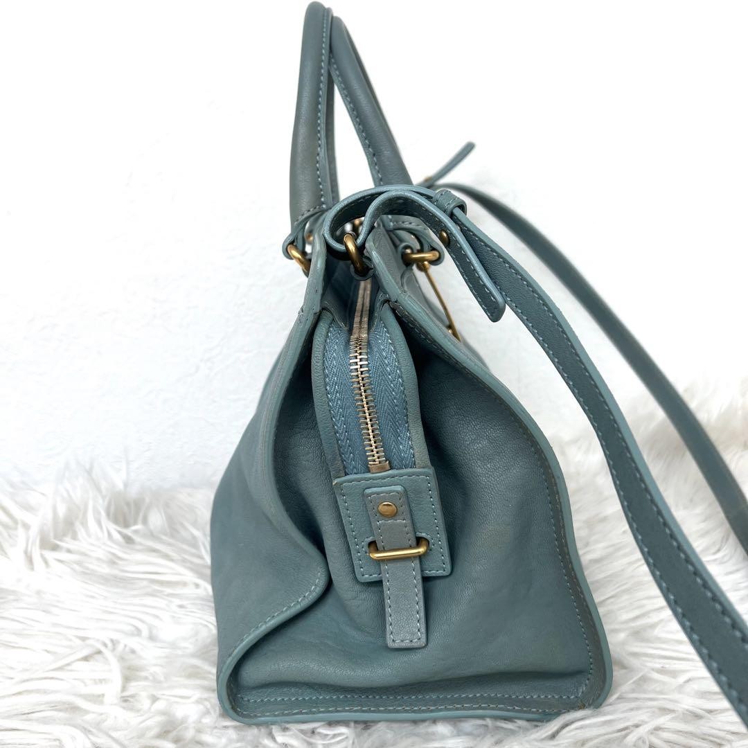 Borsa a tracolla Yves Saint Laurent YSL Cabas pelle blu autentica F0606519