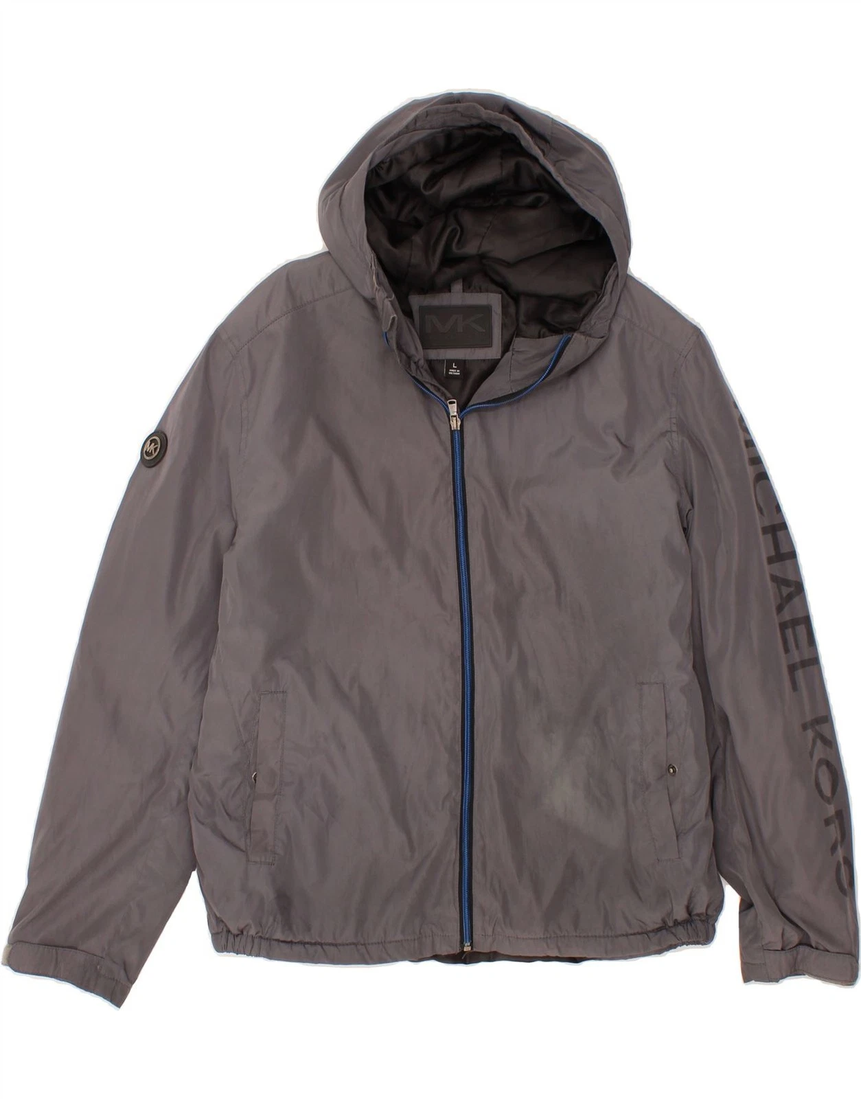Giacca antipioggia MICHAEL KORS donna oversize grafica con cappuccio UK 16 grande grigio CN08