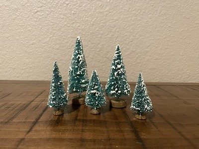 Vintage Christmas Mini Flocked Bottle Brush Tree Lot 1970 s 