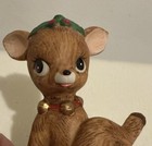 Vintage Lefton Reindeer Deer Doe 3" Ceramic Figurine 1711 Christmas Holly — photo 2