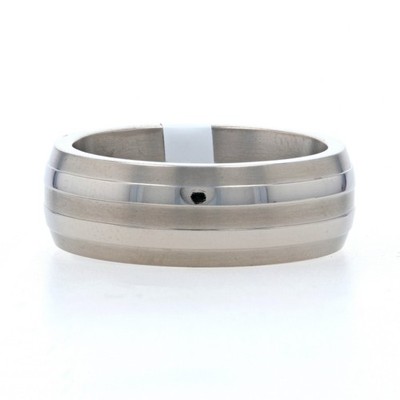 NEW Men's Wedding Band - Titanium 8.5 Comfort Fit Ring Mon Cheri Matte w/ Stripe