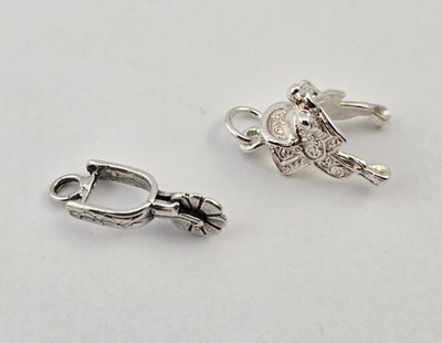 Vintage Sterling Silber Western Charm Lot Cowboy Sporen & Sattel Steigbügel - 3,6 g